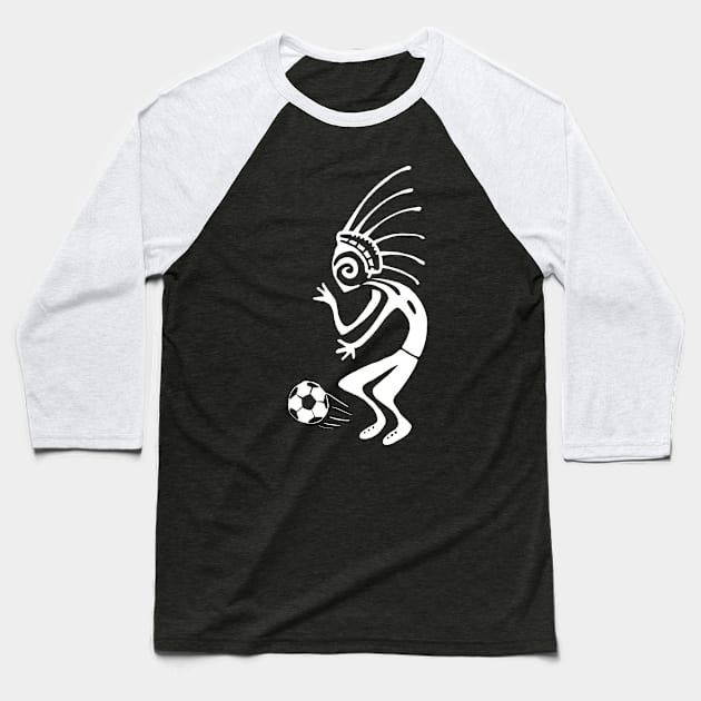 Kokopelli soccer white Baseball T-Shirt by ngmx